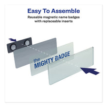Load image into Gallery viewer, The Mighty Badge Name Badge Holder Kit, Horizontal, 3 X 1, Laser, Silver, 10 Holders- 80 Inserts
