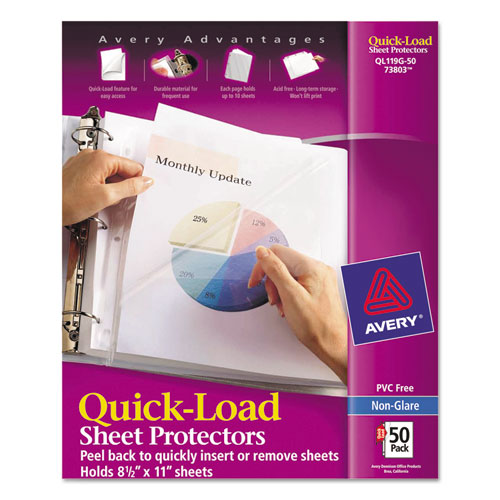 Quick Top And Side Loading Sheet Protectors, Letter, Non-glare, 50-box