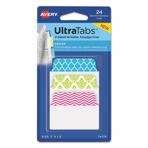 Ultra Tabs Repositionable Standard Tabs, 1-5-cut Tabs, Assorted Patterns, 2