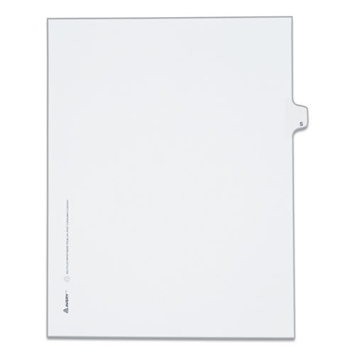 Preprinted Legal Exhibit Side Tab Index Dividers, Allstate Style, 26-tab, S, 11 X 8.5, White, 25-pack