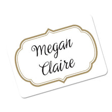 Load image into Gallery viewer, Flexible Adhesive Name Badge Labels, 3 3-8 X 2 1-3, White-gold Border, 120-pk

