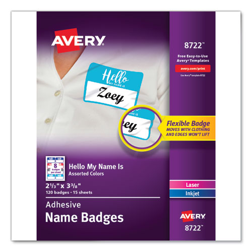 Flexible Adhesive Name Badge Labels, 