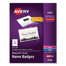 Load image into Gallery viewer, Magnetic Style Name Badge Kit, Horizontal, 4 X 3, White, 24-pack
