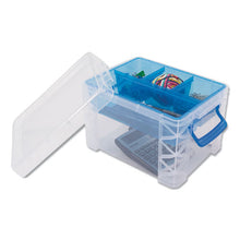 Load image into Gallery viewer, Super Stacker Divided Storage Box, 5 Sections, 7.5&quot; X 10.13&quot; X 6.5&quot;, Clear-blue
