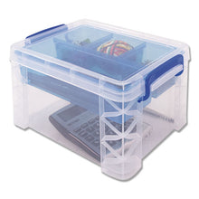 Load image into Gallery viewer, Super Stacker Divided Storage Box, 5 Sections, 7.5&quot; X 10.13&quot; X 6.5&quot;, Clear-blue
