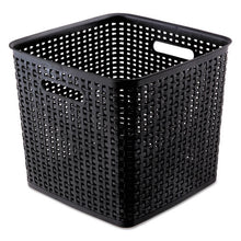 Load image into Gallery viewer, Plastic Weave Bin, Extra Large, 12.5&quot; X 12.5&quot; X 11.13&quot;, Black, 2-pack
