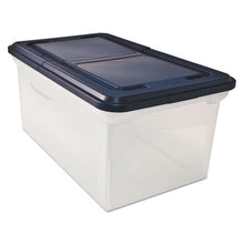 Load image into Gallery viewer, Extra-capacity 28&quot; File Tote, Letter Files, 23.25&quot; X 14.25&quot; X 10.63&quot;, Clear-navy
