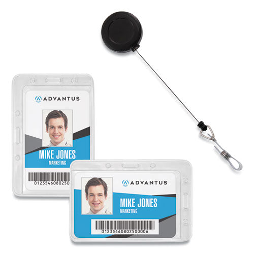 Antimicrobial Id And Security Badge And Reel Combo Pack, Horizontal, 4.13 X 2.88, Clear, 20 Badge Holders, 20 Reels-pk