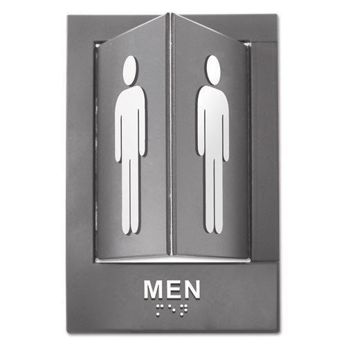 Pop-out Ada Sign, Men, Tactile Symbol-braille, Plastic, 6 X 9, Gray-white