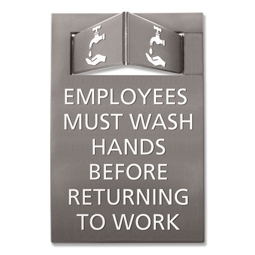 Pop-out Ada Sign, Wash Hands, Tactile Symbol, Plastic, 6 X 9, Gray-white