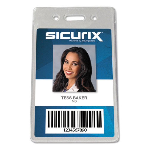 Sicurix Proximity Badge Holder, Vertical, 2 1-2w X 4 1-2h, Clear, 50-pack