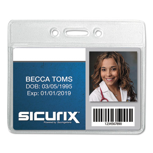 Sicurix Badge Holder, Horizontal, 2.13 X 3.38, Clear, 12-pack