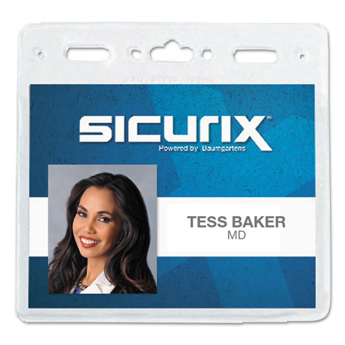 Sicurix Vinyl Badge Holder, 4 X 3, Clear, 50-pack