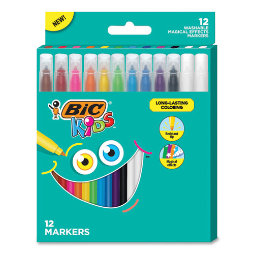 Kids Coloring Magical Effects Markers, Medium Bullet Tip, Assorted Colors, 12-pack