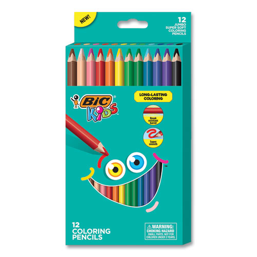 Kids Jumbo Coloring Pencils, 1 Mm, Hb2 (#2), Assorted Lead, Assorted Barrel Colors, 12-pack