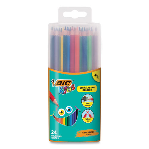 Kids Coloring Pencils In Plastic Case, 0.7 Mm, Hb2 (#2), Assorted Lead, Assorted Barrel Colors, 24-pack