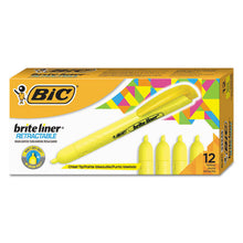 Load image into Gallery viewer, Brite Liner Retractable Highlighter, Chisel Tip, Fluorescent Yellow, Dozen
