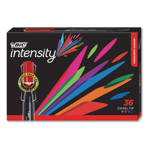 Intensity Chisel Tip Permanent Marker Value Pack, Broad Chisel Tip, Assorted Colors, 36-pack