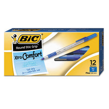 Load image into Gallery viewer, Round Stic Grip Xtra Comfort Ballpoint Pen, Stick, Fine 0.8 Mm, Blue Ink, Gray-blue Barrel, Dozen
