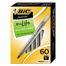 Load image into Gallery viewer, Round Stic Xtra Life Ballpoint Pen Value Pack, Stick, Medium 1 Mm, Black Ink, Smoke Barrel, 60-box
