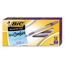 Load image into Gallery viewer, Round Stic Grip Xtra Comfort Ballpoint Pen, Easy-glide, Stick, Medium 1.2 Mm, Purple Ink, Gray-purple Barrel, Dozen
