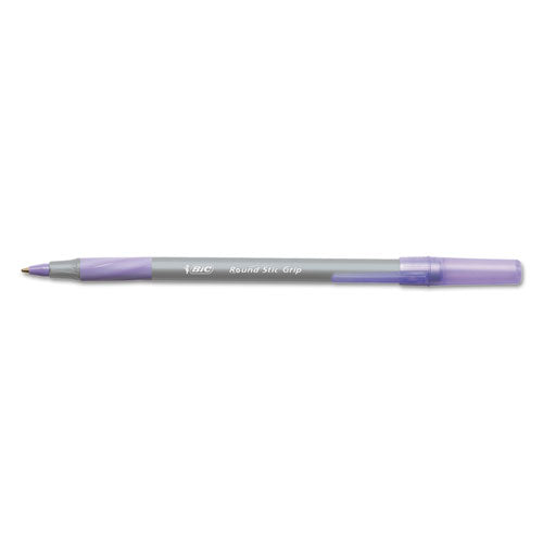 Round Stic Grip Xtra Comfort Ballpoint Pen, Easy-glide, Stick, Medium 1.2 Mm, Purple Ink, Gray-purple Barrel, Dozen