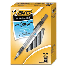 Load image into Gallery viewer, Round Stic Grip Xtra Comfort Ballpoint Pen Value Pack, Easy-glide, Stick, Medium 1.2 Mm, Black Ink, Gray-black Barrel, 36-pk
