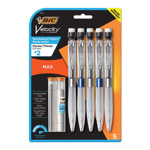 Velocity Max Pencil, 0.5 Mm, Hb (#2), Black Lead, Assorted Barrel Colors, 5-pack