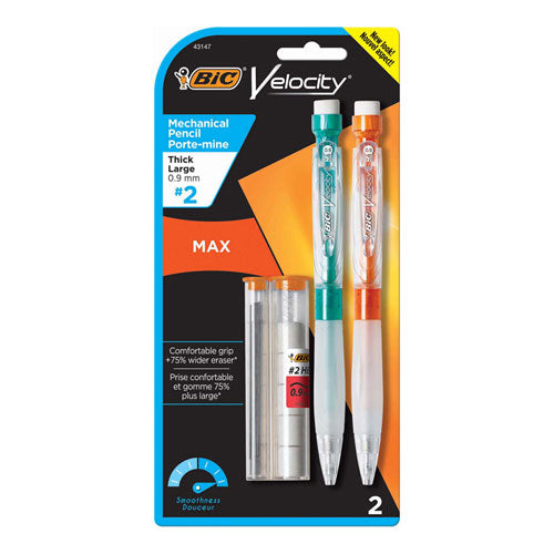 Velocity Max Pencil, 0.9 Mm, Hb (#2), Black Lead, Assorted Barrel Colors, 2-pack