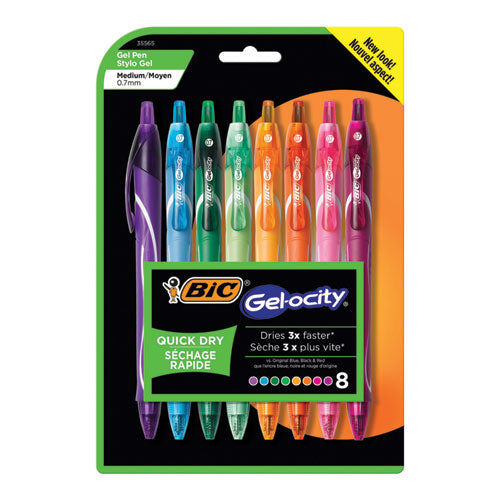 Gel-ocity Quick Dry Gel Pen, Retractable, Medium 0.7 Mm, Assorted Ink And Barrel Colors, 8-pack