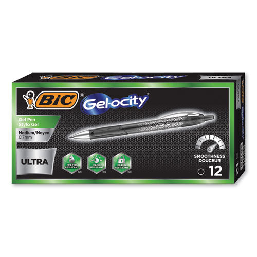 Gel-ocity Ultra Gel Pen, Retractable, Medium 0.7 Mm, Black Ink, Black Barrel, Dozen