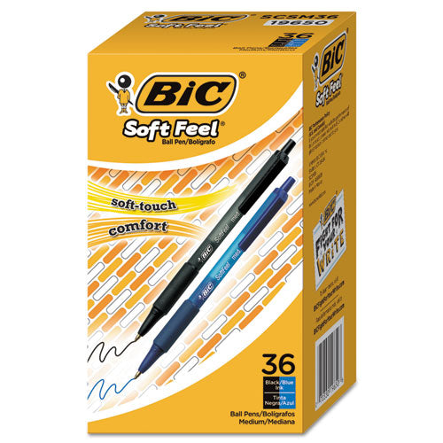 Soft Feel Ballpoint Pen Value Pack, Retractable, Medium 1 Mm, Assorted Ink And Barrel Colors, 36-pack