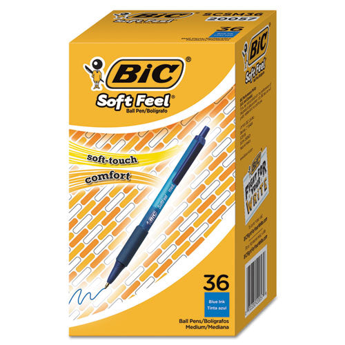 Soft Feel Ballpoint Pen Value Pack, Retractable, Medium 1 Mm, Blue Ink, Blue Barrel, 36-pack