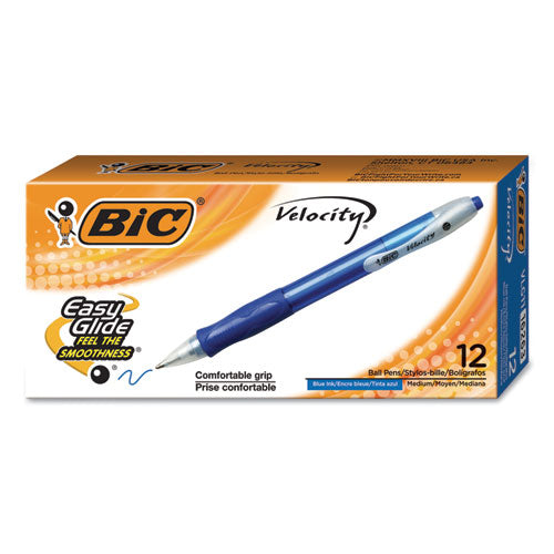 Velocity Ballpoint Pen, Retractable, Medium 1 Mm, Blue Ink, Translucent Blue Barrel, Dozen