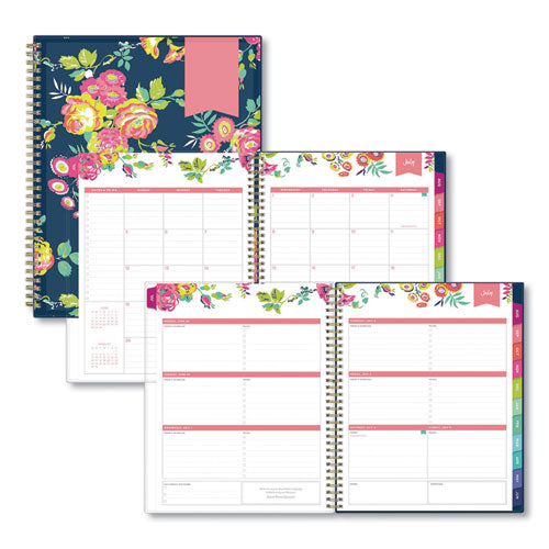 Day Designer Academic Year Cyo Weekly-monthly Planner, 11 X 8.5, Navy-floral, 2021-2022