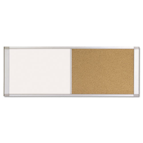 Combo Cubicle Workstation Dry Erase-cork Board, 36x18, Silver Frame