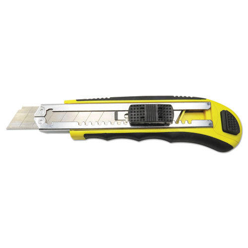 Rubber-gripped Retractable Snap Blade Knife, Straight-edged, Black-yellow