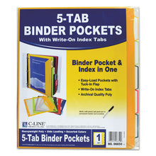Load image into Gallery viewer, Binder Pocket With Write-on Index Tabs, 9.88 X 11.38, Assorted, 5-set
