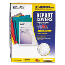 Load image into Gallery viewer, Report Covers With Binding Bars, Vinyl, Clear, 1-8&quot; Capacity, 50-box
