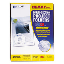 Load image into Gallery viewer, Multi-section Project Folders W- Clear Dividers, 3-sections, 1-3-cut Tab, Letter Size, Clear, 25-box
