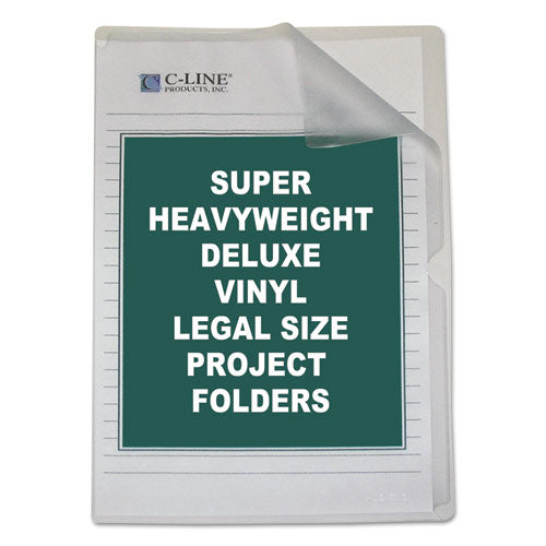 Deluxe Vinyl Project Folders, Legal Size, Clear, 50-box