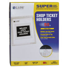 Load image into Gallery viewer, Clear Vinyl Shop Ticket Holders, Both Sides Clear, 15 Sheets, 8 1-2 X 11, 50-bx
