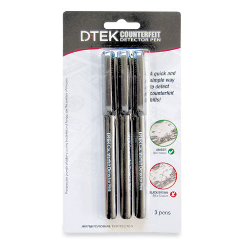 Dtek Counterfeit Detector Pens, Black, 3-pack