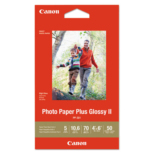 Photo Paper Plus Glossy Ii, 4 X 6, Glossy White, 50-pack