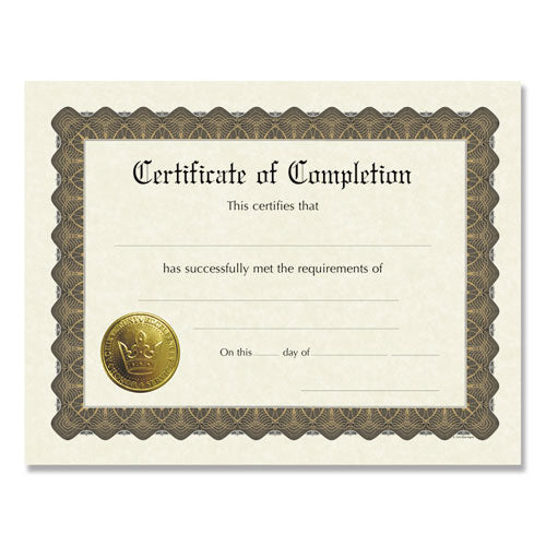 Ready-to-use Certificates, 11 X 8.5, Ivory-brown, Completion, 6-pack