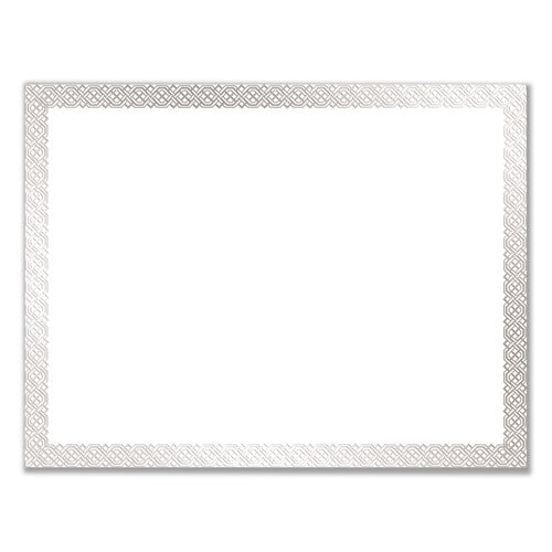 Foil Border Certificates, 8.5 X 11, White-silver, Braided, 15-pack