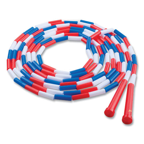 Segmented Plastic Jump Rope, 16ft, Red-blue-white