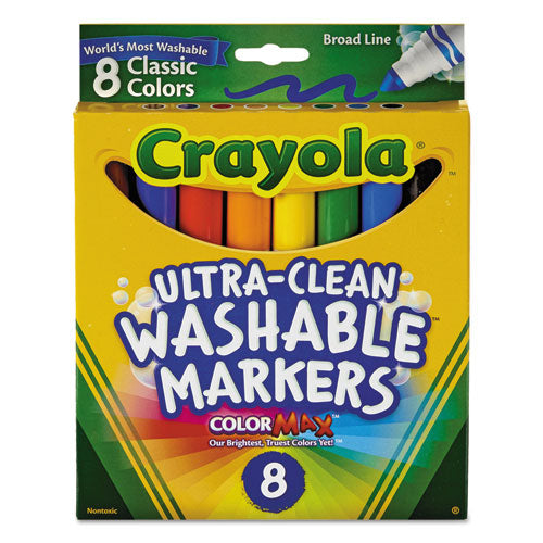 Ultra-clean Washable Markers, Broad Bullet Tip, Assorted Colors, 8-pack