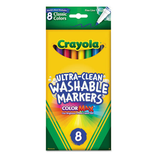 Ultra-clean Washable Markers, Fine Bullet Tip, Assorted Colors, 8-pack