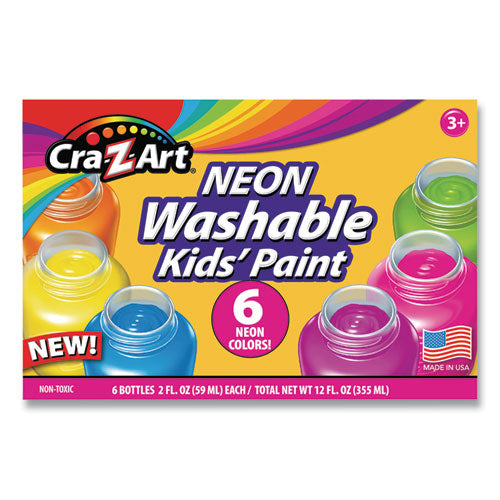 Neon Washable Kids' Paint, 6 Assorted Colors, 2 Oz, 6-set